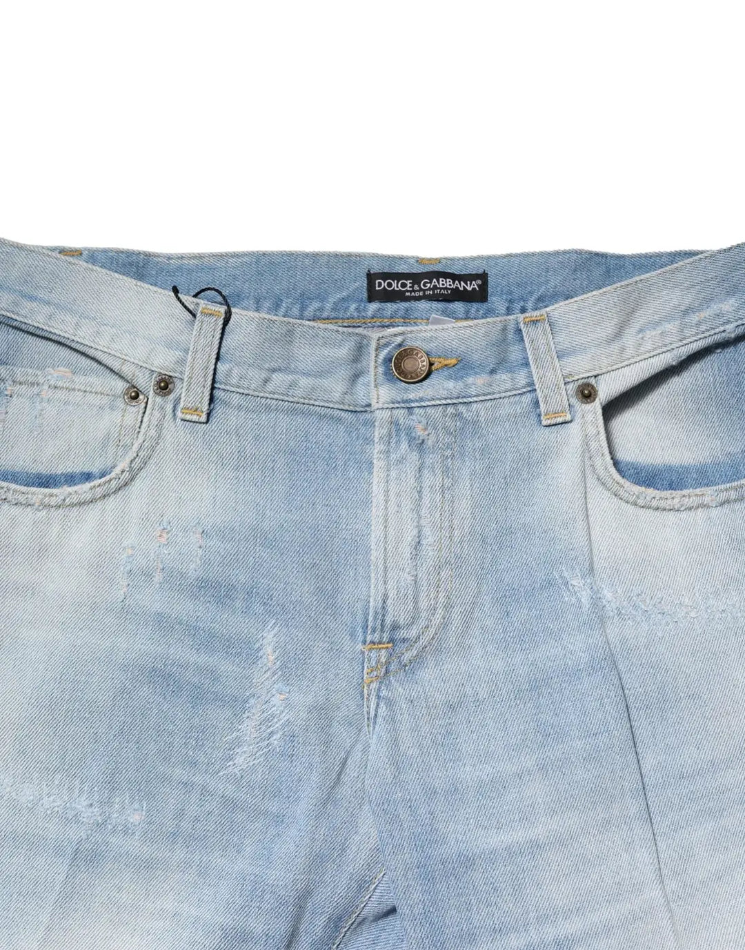 Dolce &amp; Gabbana Light Blue Washed Straight Fit Denim Jeans