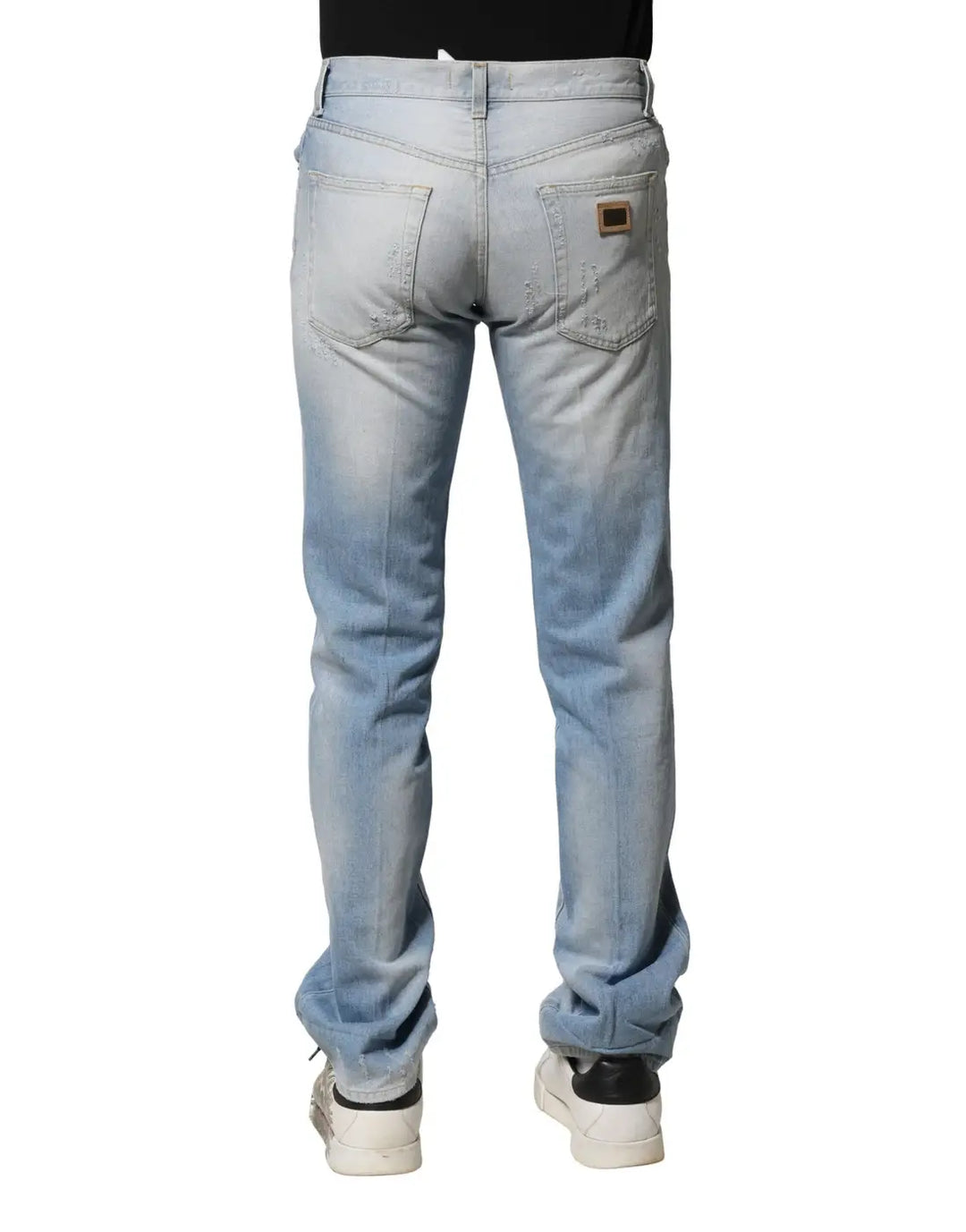 Dolce &amp; Gabbana Light Blue Washed Straight Fit Denim Jeans