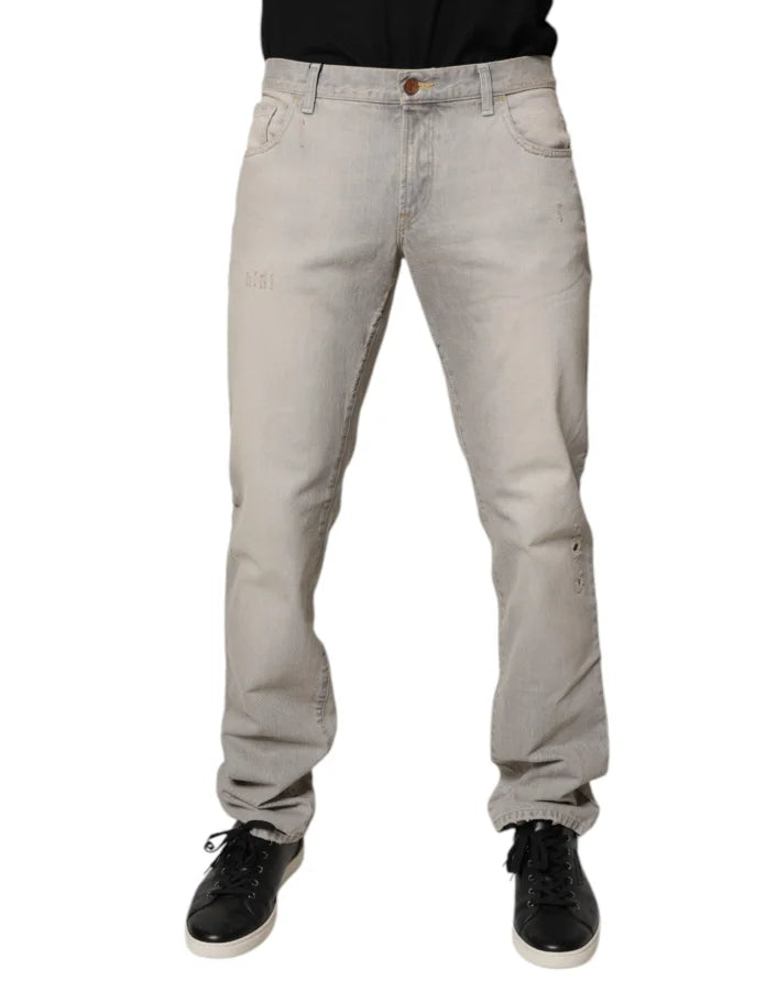 Dolce &amp; Gabbana Light Gray Cotton Skinny Denim Jeans