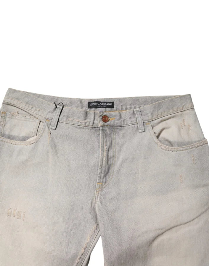Dolce &amp; Gabbana Light Gray Cotton Skinny Denim Jeans