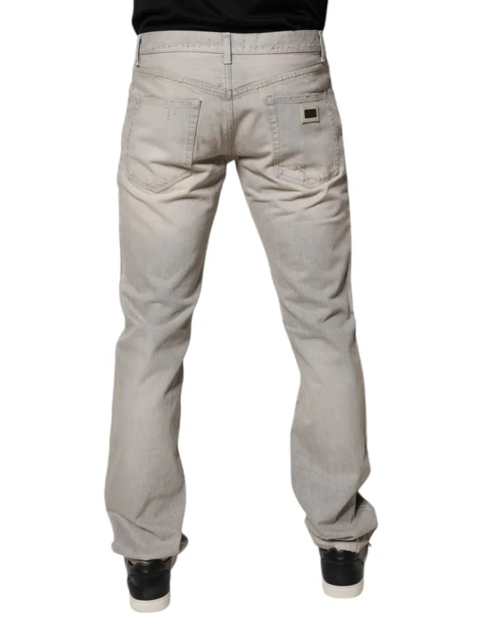 Dolce &amp; Gabbana Light Gray Cotton Skinny Denim Jeans