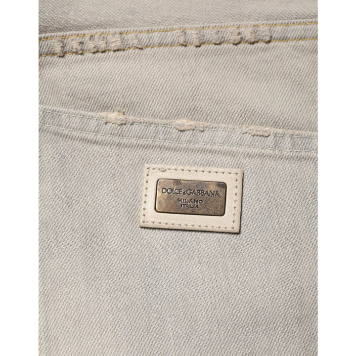 Dolce &amp; Gabbana Light Gray Cotton Straight Denim Trouser Jeans