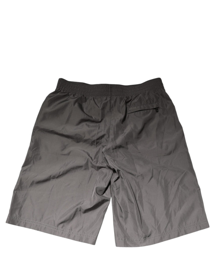 Dolce &amp; Gabbana Light Gray Nylon Elastic Waist Shorts Swimwear
