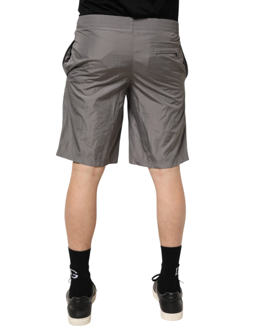 Dolce &amp; Gabbana Light Gray Nylon Elastic Waist Shorts Swimwear