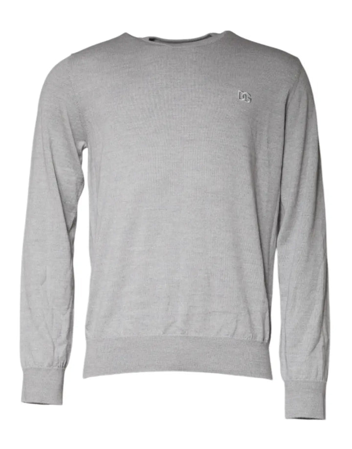 Dolce &amp; Gabbana Light Gray Wool Crew Neck Pullover Sweater