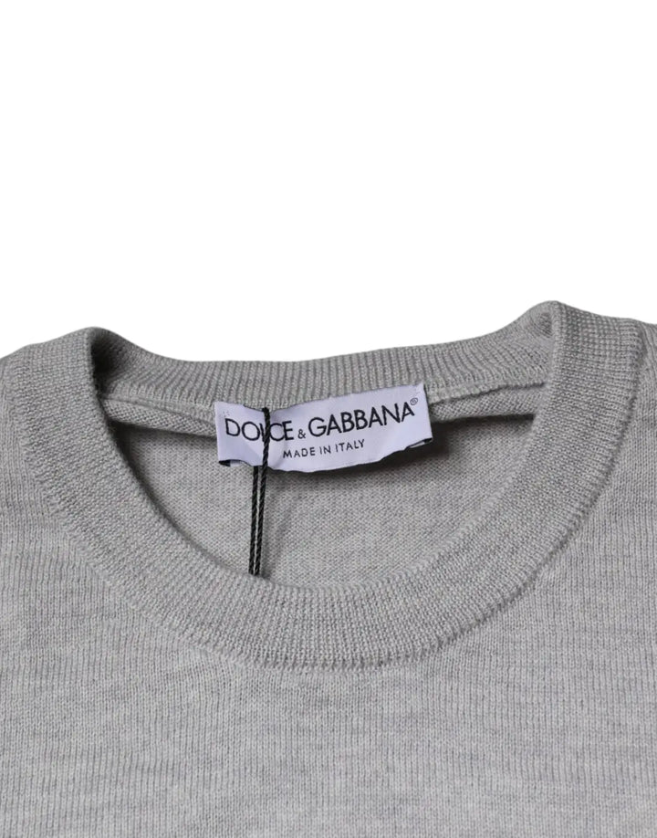 Dolce &amp; Gabbana Light Gray Wool Crew Neck Pullover Sweater