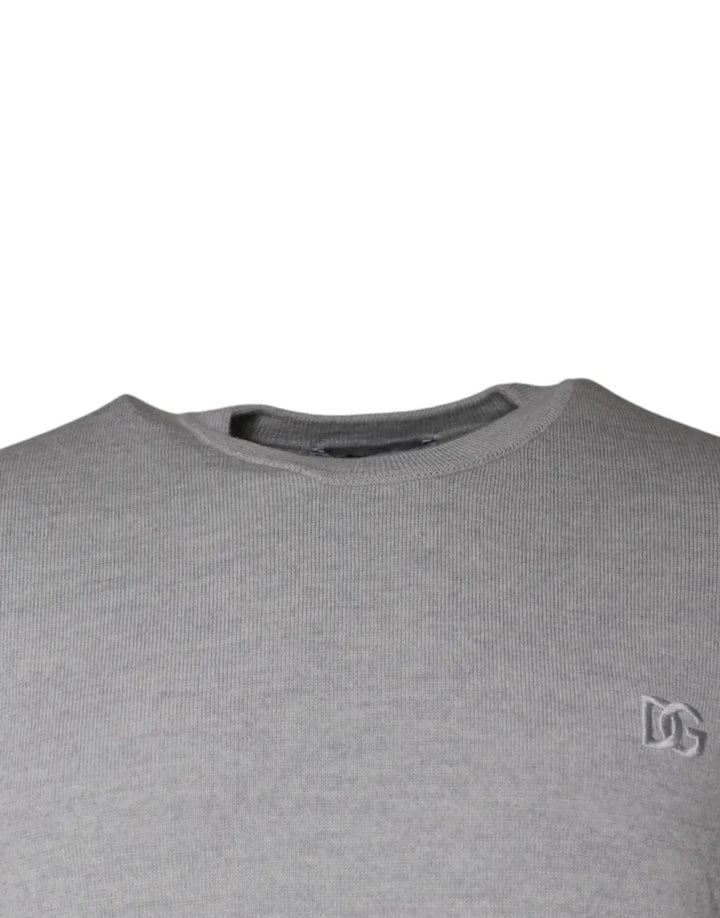 Dolce &amp; Gabbana Light Gray Wool Crew Neck Pullover Sweater