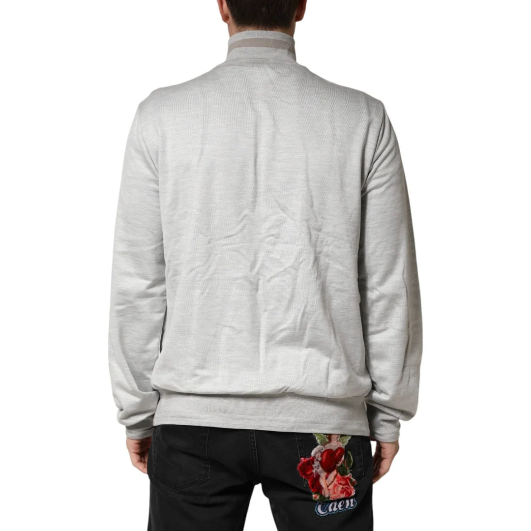 Dolce &amp; Gabbana Light Gray Zipped Cardigan in Soft Cotton