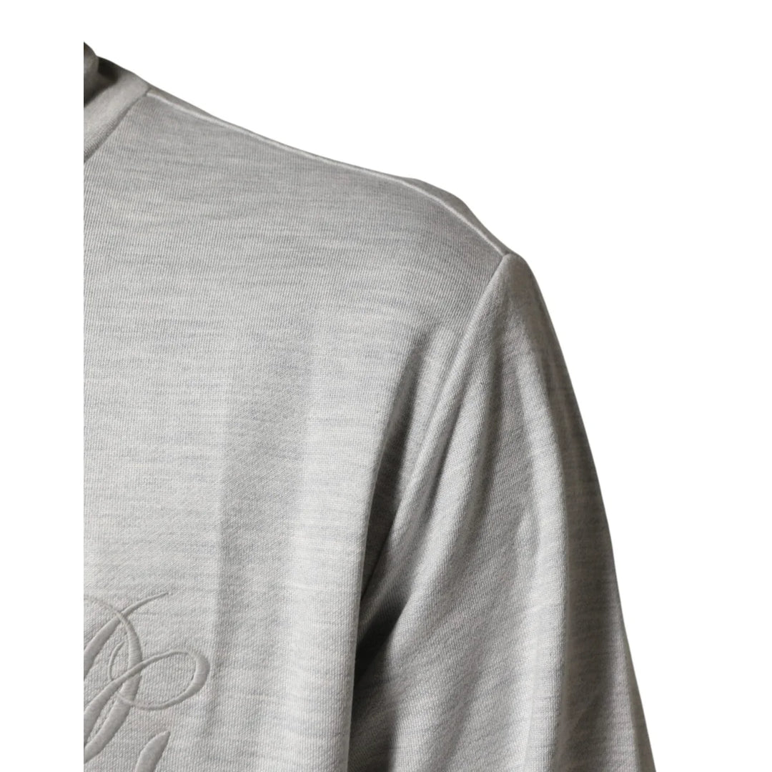 Dolce &amp; Gabbana Light Gray Zipped Cardigan in Soft Cotton