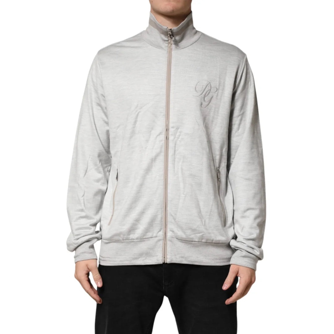 Dolce &amp; Gabbana Light Gray Zipped Cardigan in Soft Cotton
