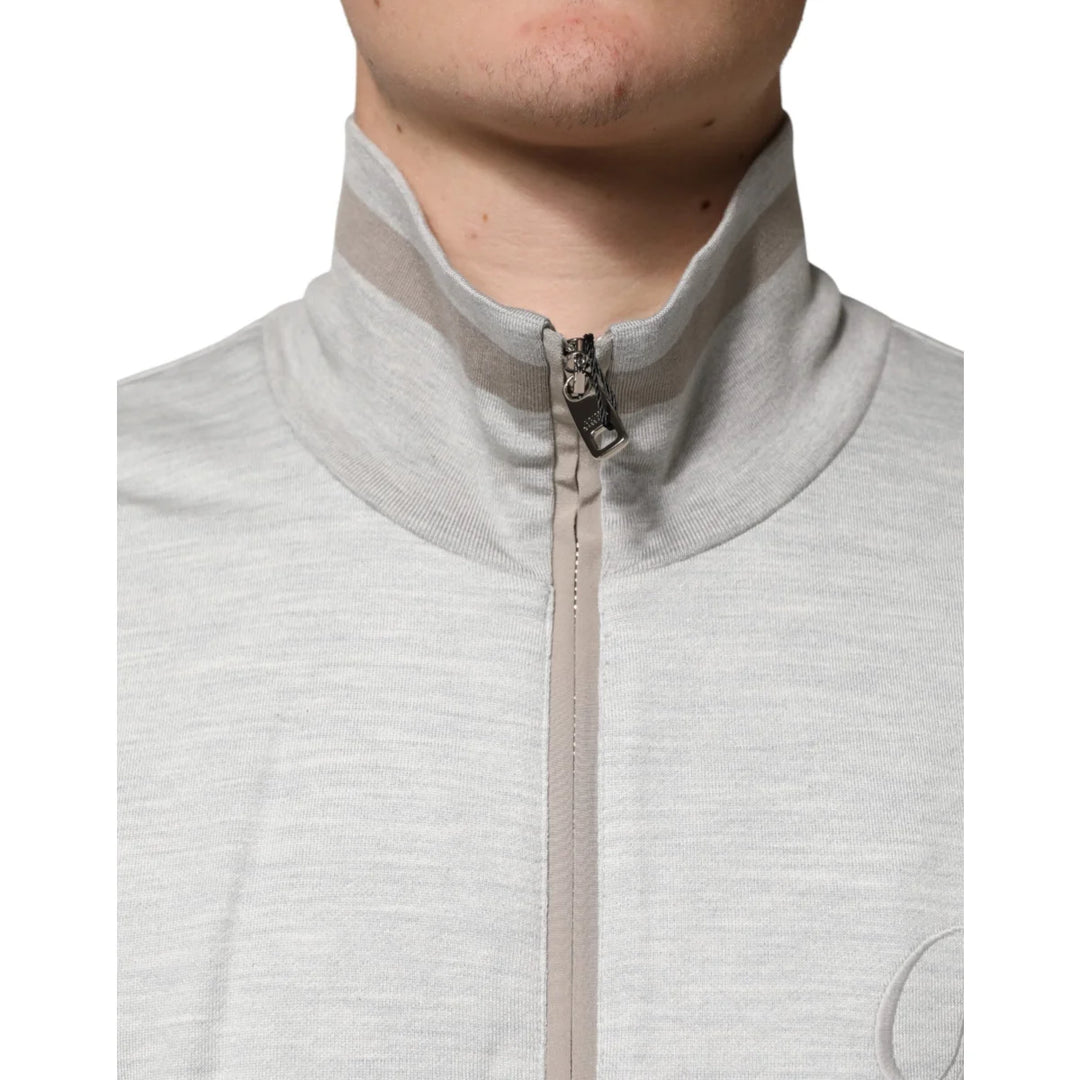 Dolce &amp; Gabbana Light Gray Zipped Cardigan in Soft Cotton