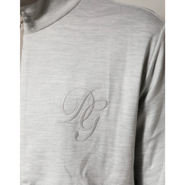 Dolce &amp; Gabbana Light Gray Zipped Cardigan in Soft Cotton