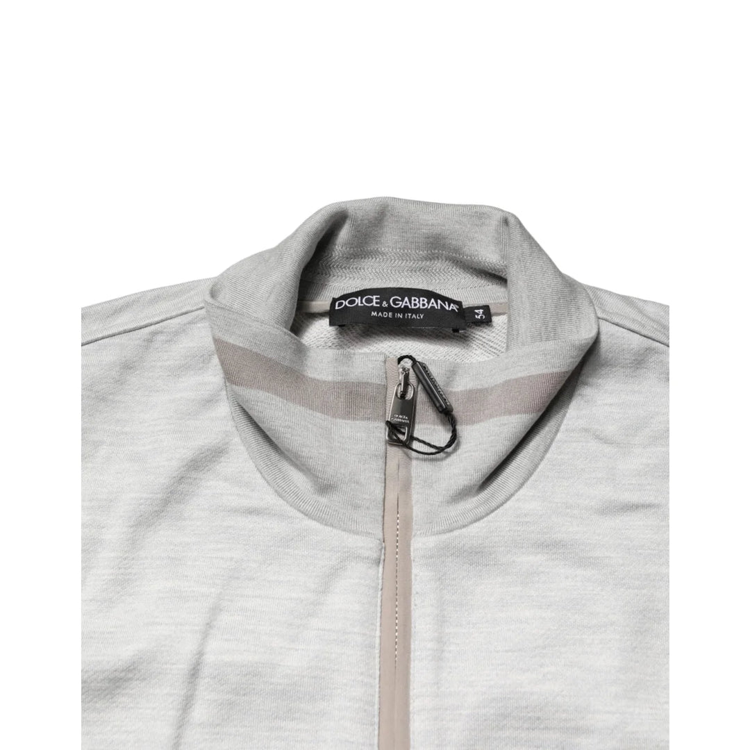 Dolce &amp; Gabbana Light Gray Zipped Cardigan in Soft Cotton