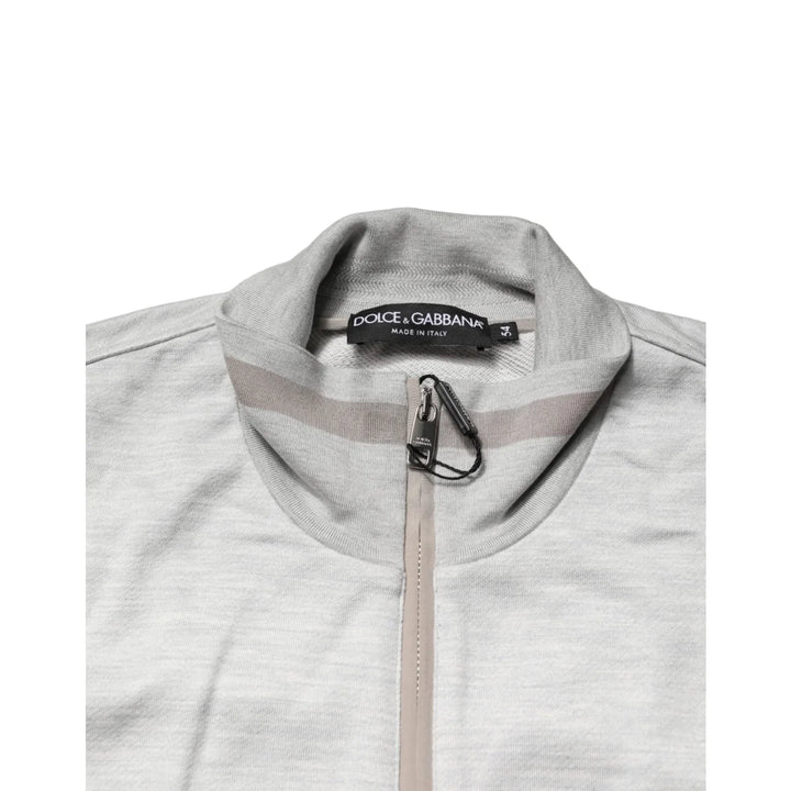 Dolce &amp; Gabbana Light Gray Zipped Cardigan in Soft Cotton