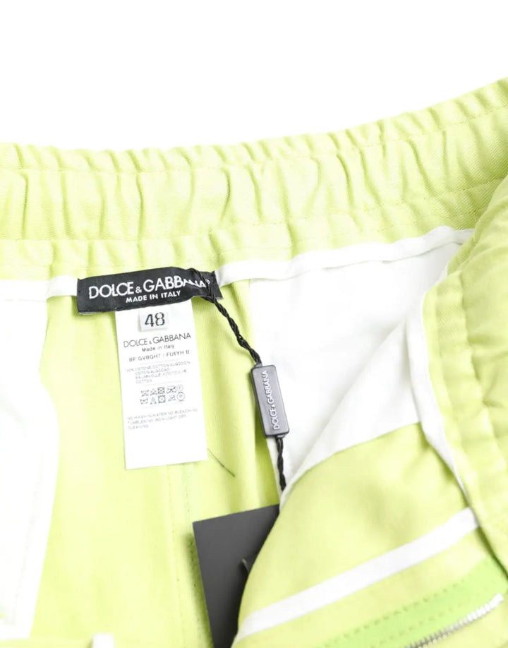 Dolce &amp; Gabbana Light Green Cotton Men Cargo Bermuda Shorts