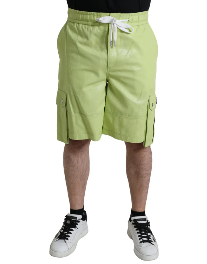 Dolce &amp; Gabbana Light Green Cotton Men Cargo Bermuda Shorts