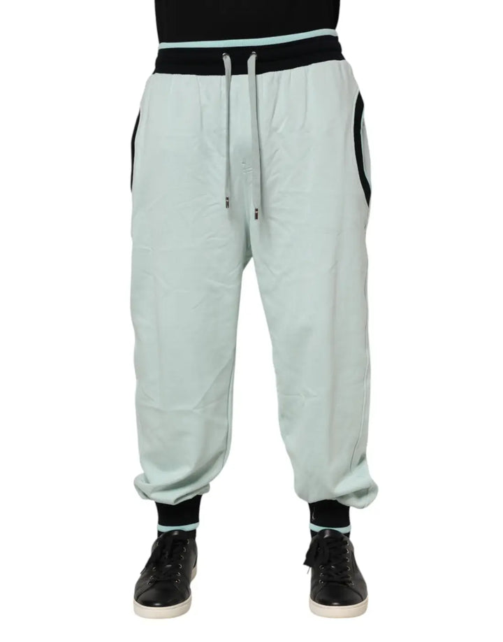 Dolce &amp; Gabbana Light Green Cotton Men Jogger Sweatpants Pants