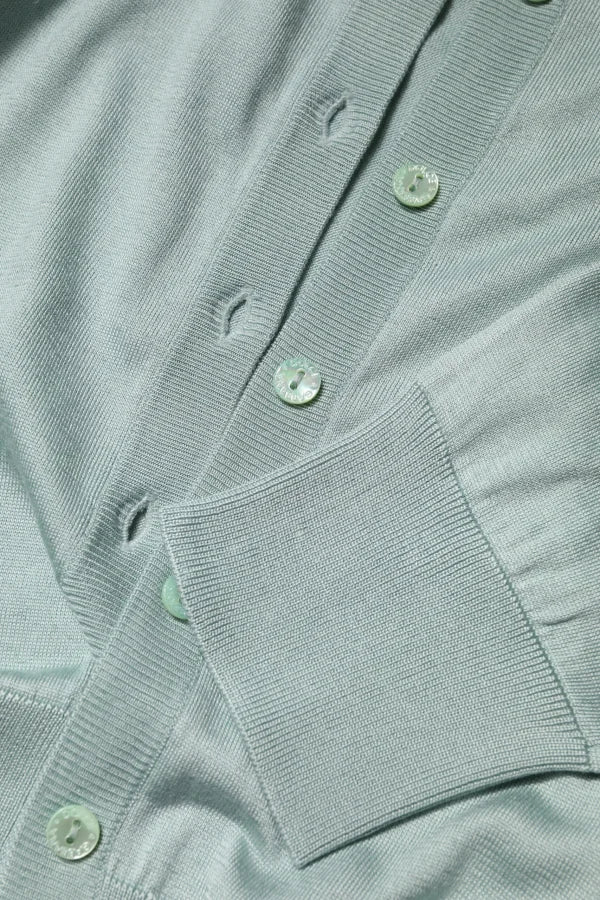 Dolce &amp; Gabbana Light Green Silk Button Down Cardigan Sweater