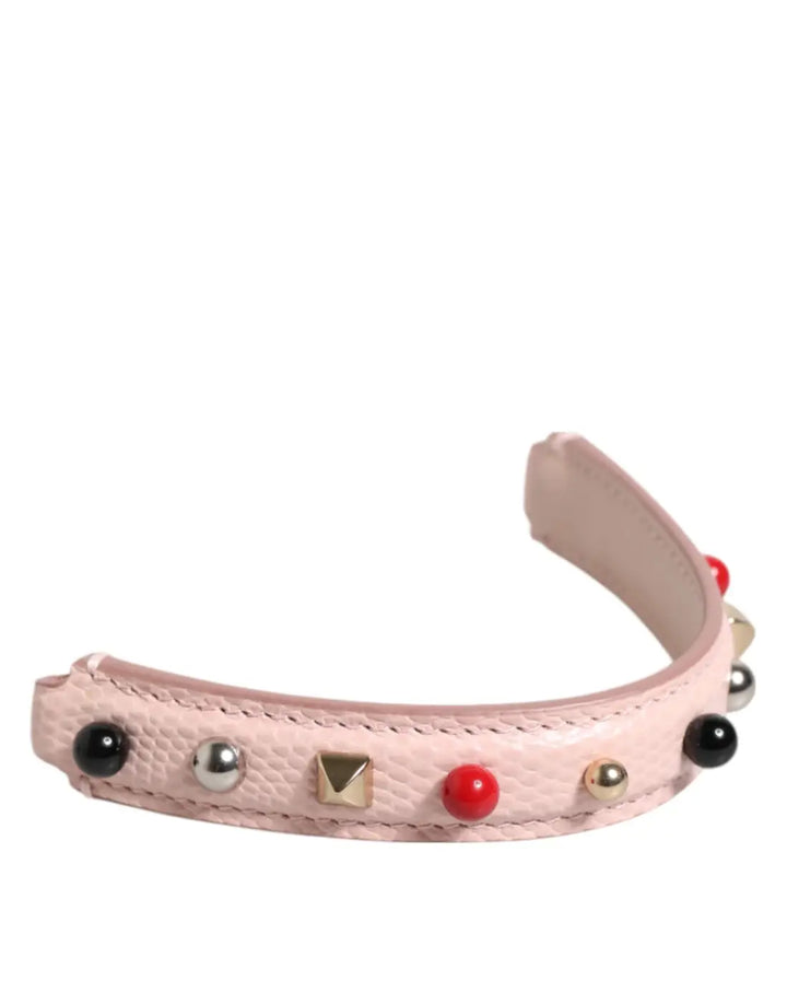 Dolce &amp; Gabbana Light Pink Embellished Leather Bag Handle Shoulder Strap
