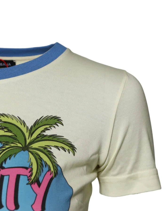 Dolce &amp; Gabbana Light Yellow Cotton Short Sleeve T-shirt