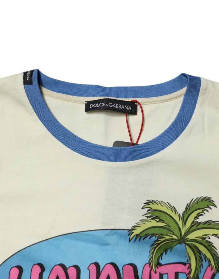 Dolce &amp; Gabbana Light Yellow Cotton Short Sleeve T-shirt