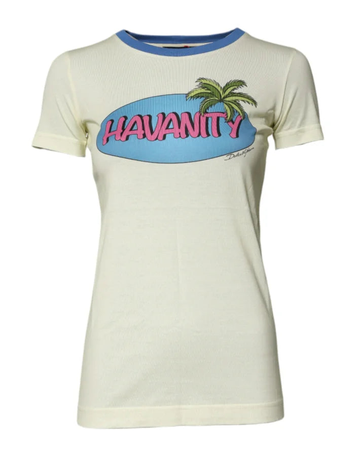 Dolce &amp; Gabbana Light Yellow Cotton Short Sleeve T-shirt