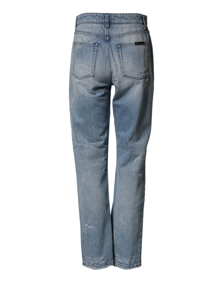 Dolce &amp; Gabbana Lightblue Ripped Washed Boyfriend Denim Jeans