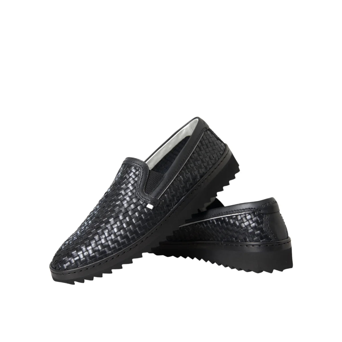 Dolce Gabbana Loafers Luxury Style Leather Woven Shoes &