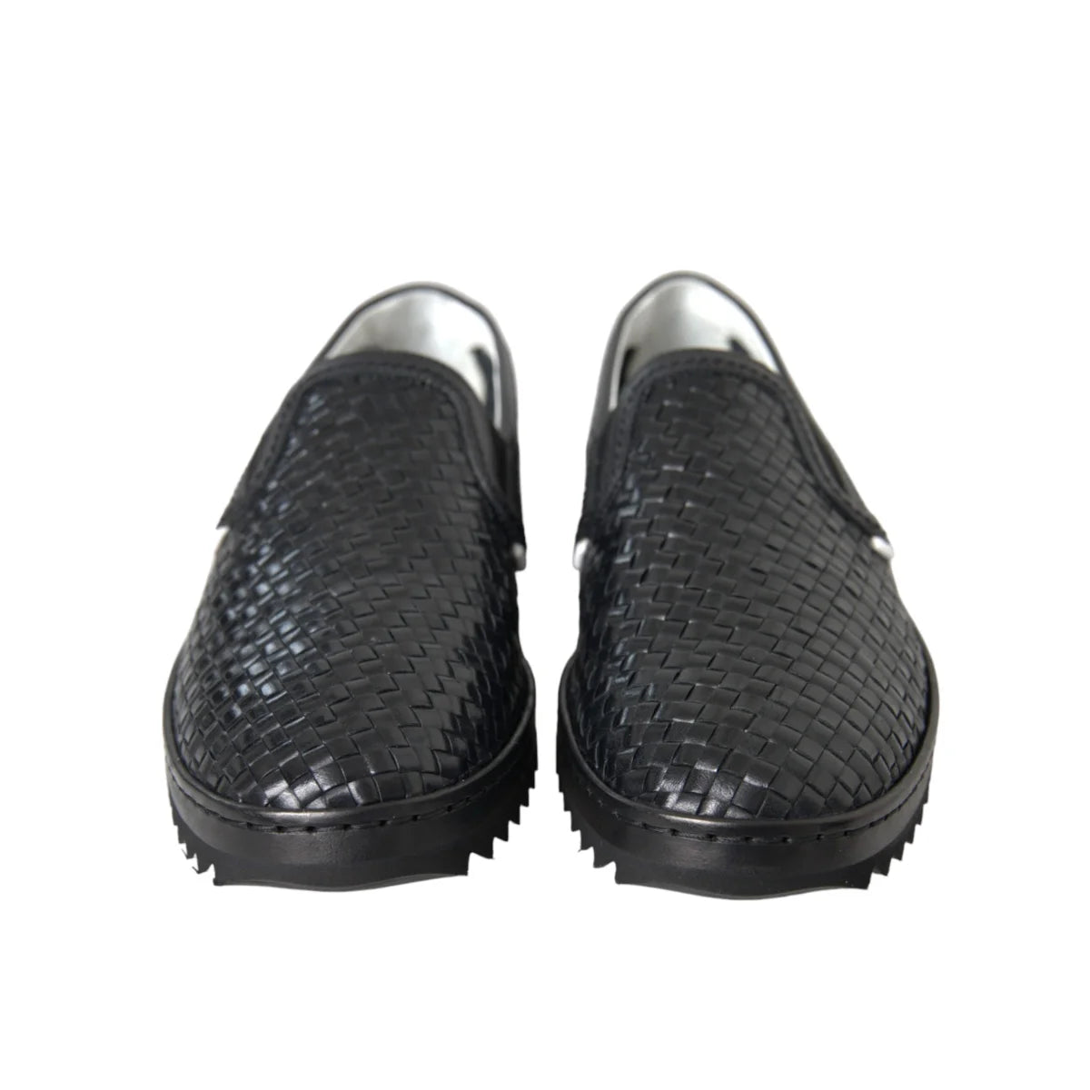 Dolce Gabbana Loafers Luxury Style Leather Woven Shoes &