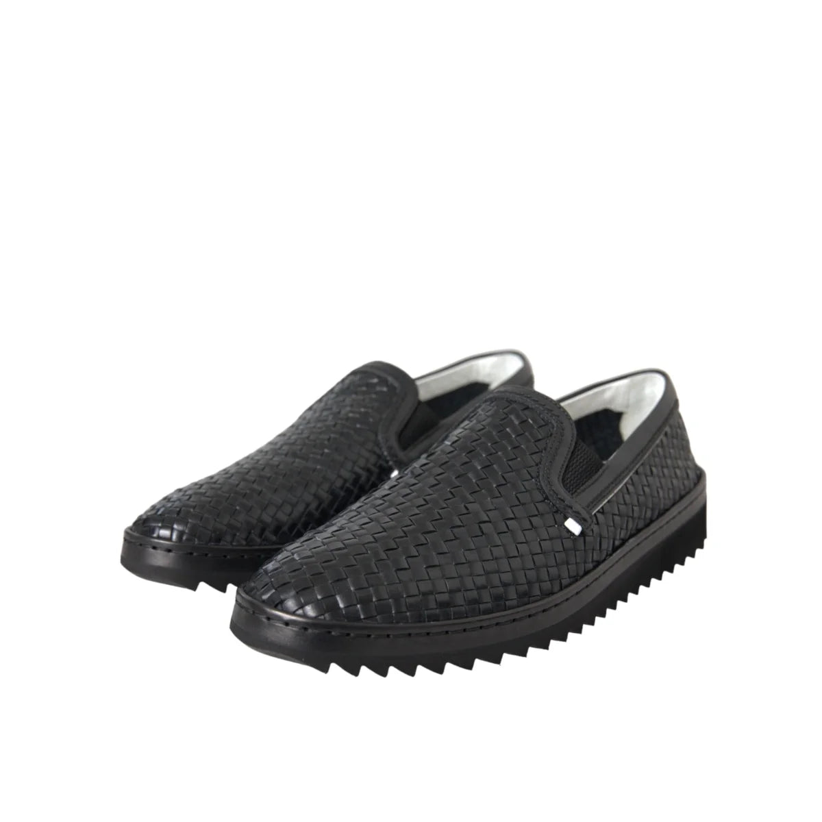 Dolce Gabbana Loafers Luxury Style Leather Woven Shoes &