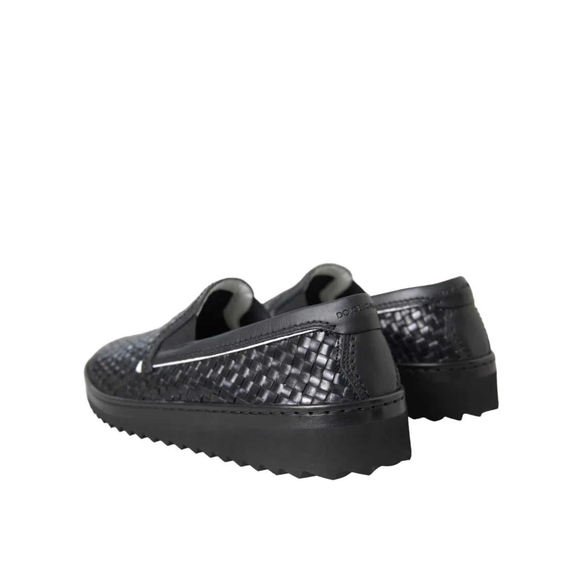 Dolce Gabbana Loafers Luxury Style Leather Woven Shoes &