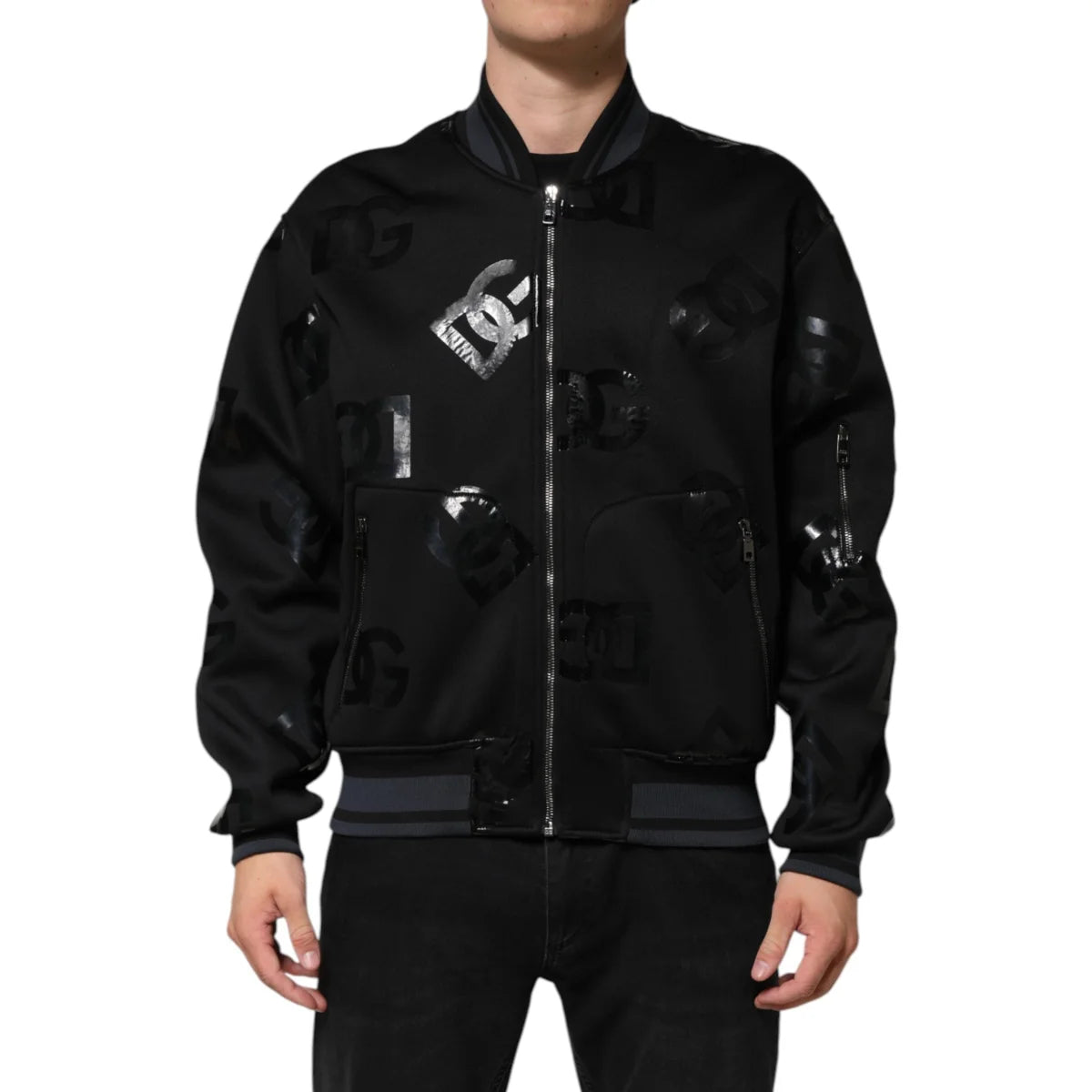 Dolce Gabbana Logo Mania Bomber Jacket Explosion Long Sleeve Zip &