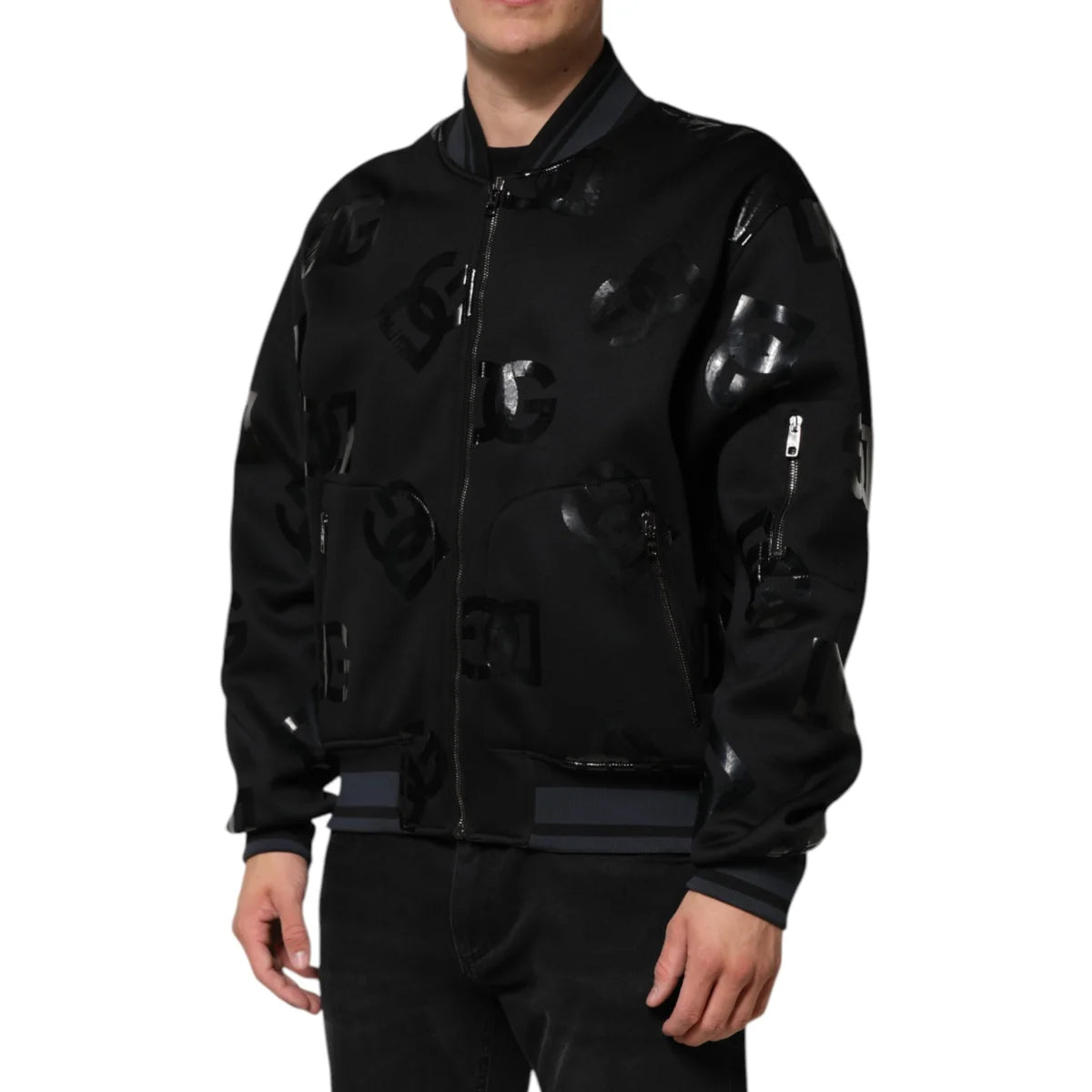 Dolce Gabbana Logo Mania Bomber Jacket Explosion Long Sleeve Zip &