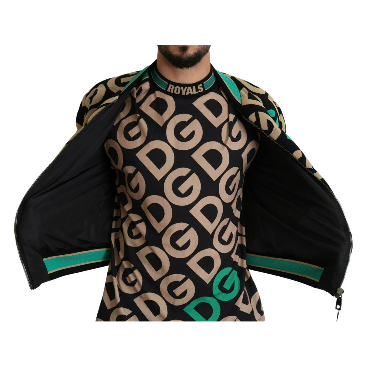 Dolce Gabbana Logo Print Bomber Jacket Dress Sensation &