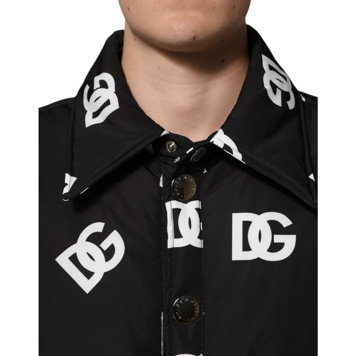 Dolce Gabbana Logo Windbreaker Jacket in Black and White &