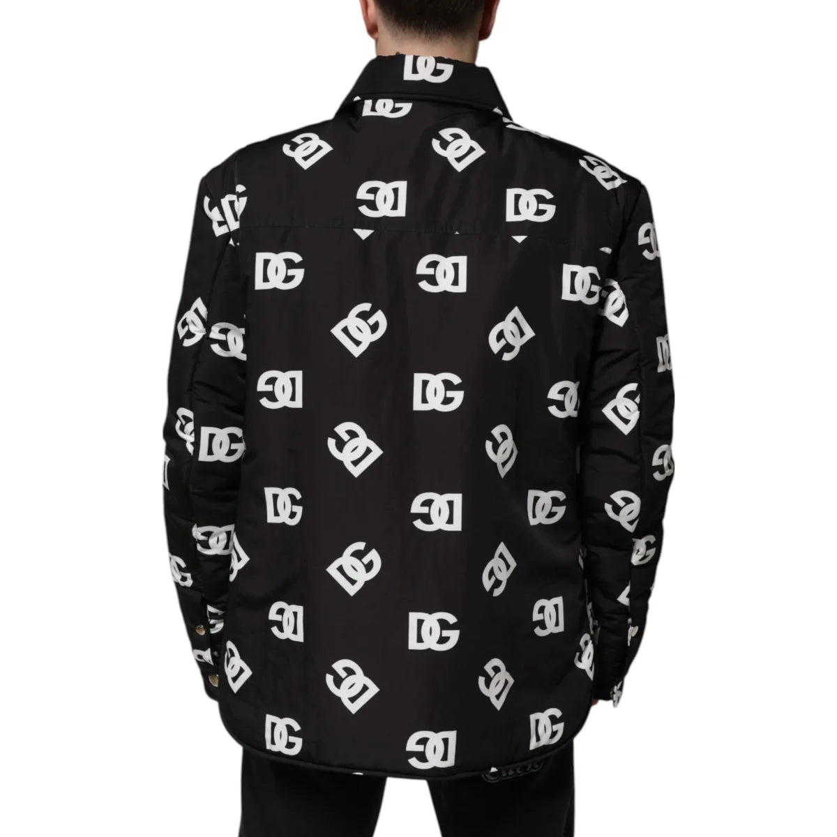 Dolce Gabbana Logo Windbreaker Jacket in Black and White &