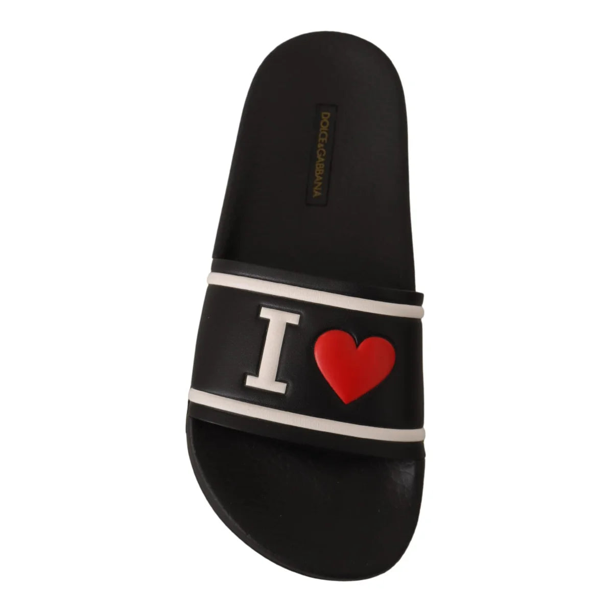 Dolce & Gabbana Love DG Black Italian Style Rubber Sole Slides