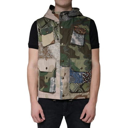 Dolce Gabbana Luxury Hooded Vest Jacket for Effortless Style &