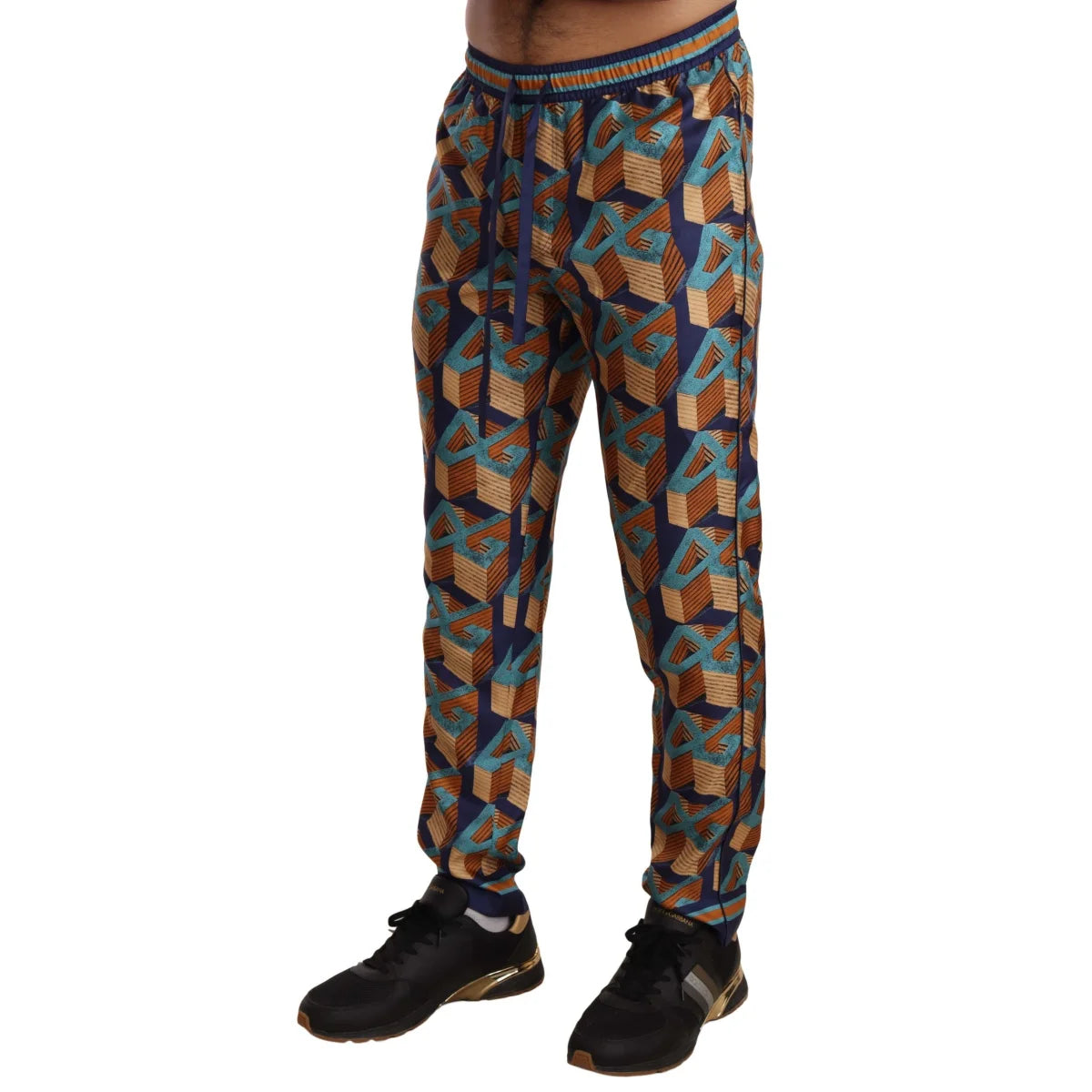 Dolce Gabbana Luxury Silk Jogger Pants in Opulent Print &