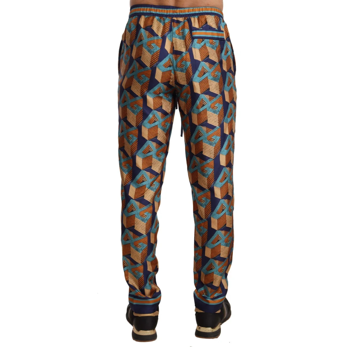 Dolce Gabbana Luxury Silk Jogger Pants in Opulent Print &