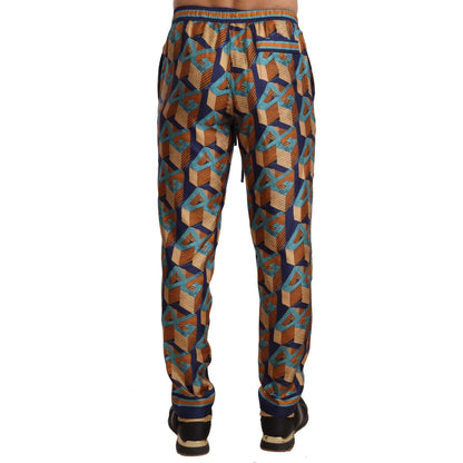Dolce Gabbana Luxury Silk Jogger Pants in Opulent Print &