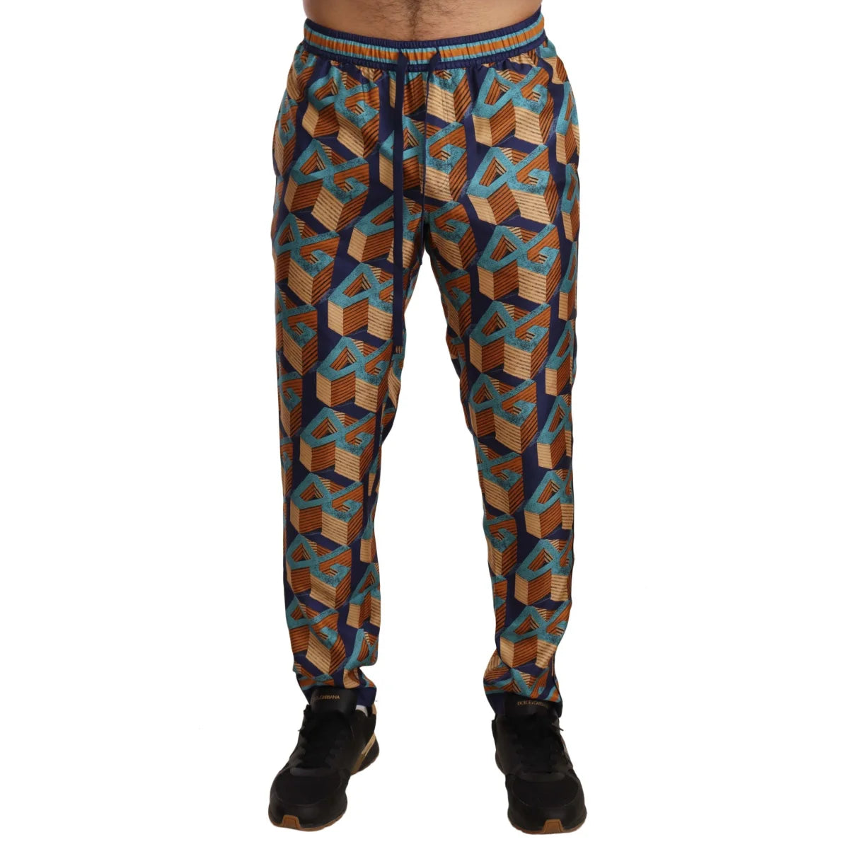Dolce Gabbana Luxury Silk Jogger Pants in Opulent Print &