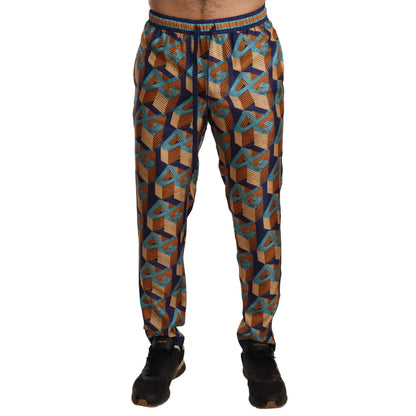 Dolce Gabbana Luxury Silk Jogger Pants in Opulent Print &