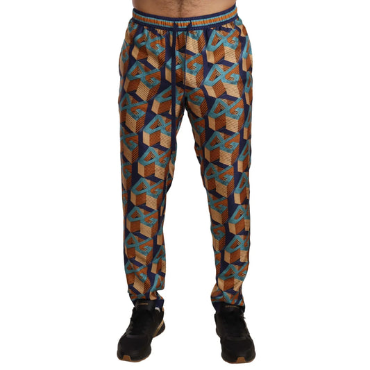 Dolce Gabbana Luxury Silk Jogger Pants in Opulent Print &