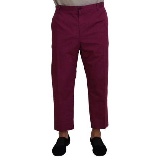 Dolce & Gabbana Magenta Cotton DG Logo Pocket Trouser Pants