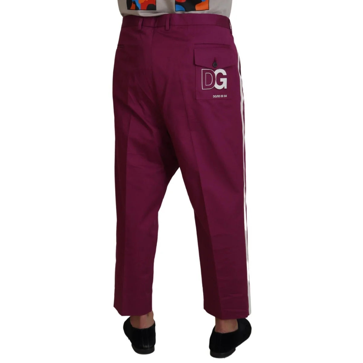 Dolce & Gabbana Magenta Cotton DG Logo Pocket Trouser Pants