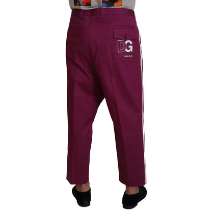 Dolce & Gabbana Magenta Cotton DG Logo Pocket Trouser Pants