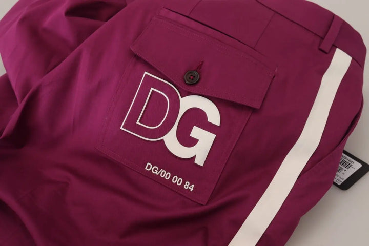 Dolce &amp; Gabbana Magenta Cotton DG Logo Pocket Trouser Pants