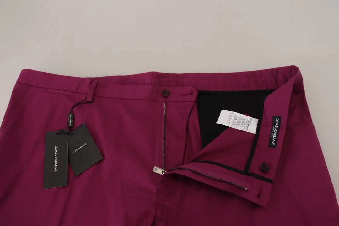 Dolce &amp; Gabbana Magenta Cotton DG Logo Pocket Trouser Pants