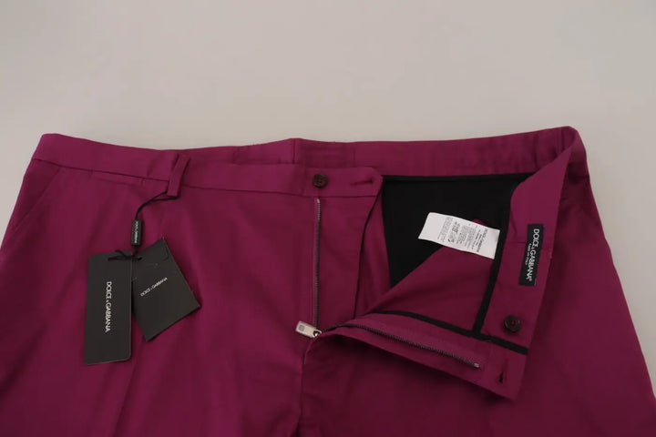 Dolce &amp; Gabbana Magenta Cotton DG Logo Pocket Trouser Pants